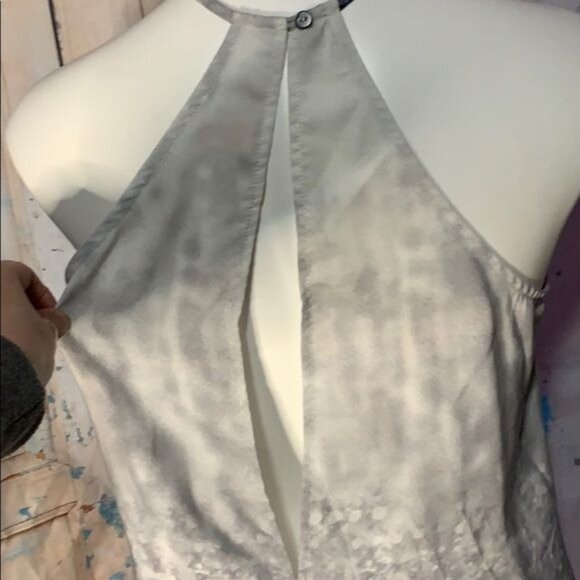 Forever 21 Contemporary S Blue Gray Silky Slinky High Neck Sleeveless Summer Min - Picture 2 of 7